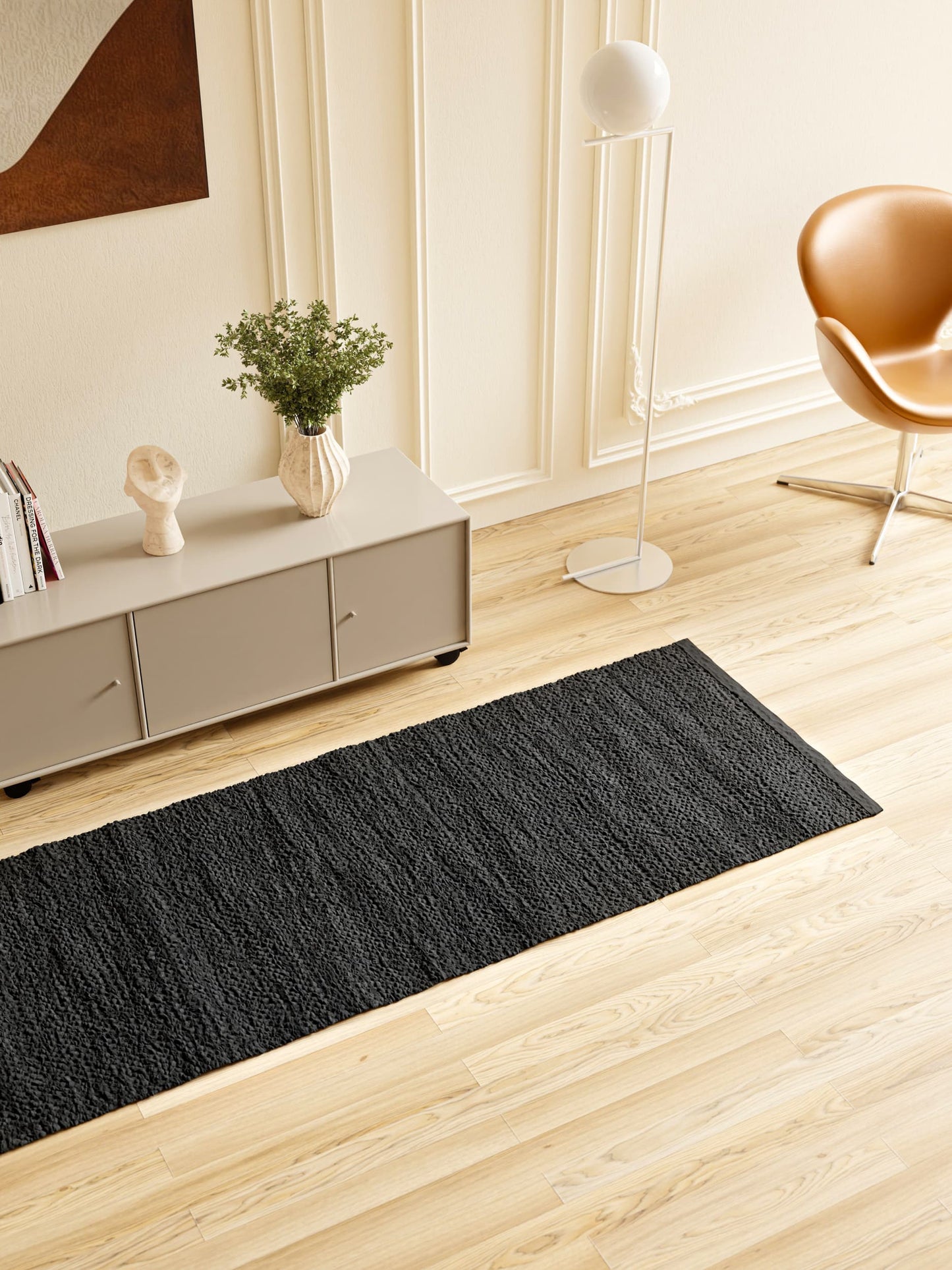 Leather Rug, Dark Grey